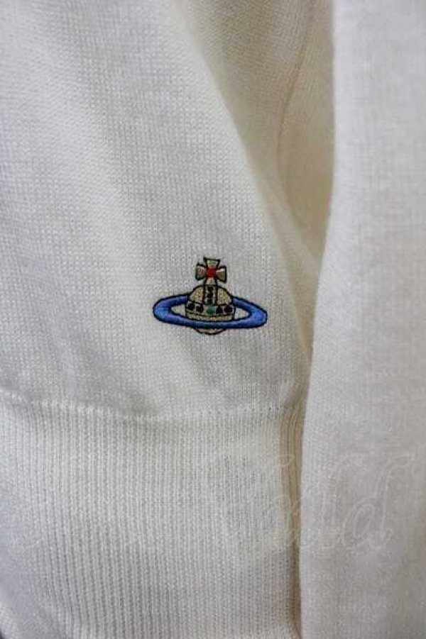 画像2: ヴィヴィアンウエストウッド 中古 / カラーオーブ刺繍カーディガン S ホワイト  I-26-02-28-029-to-YM-ZI (2)