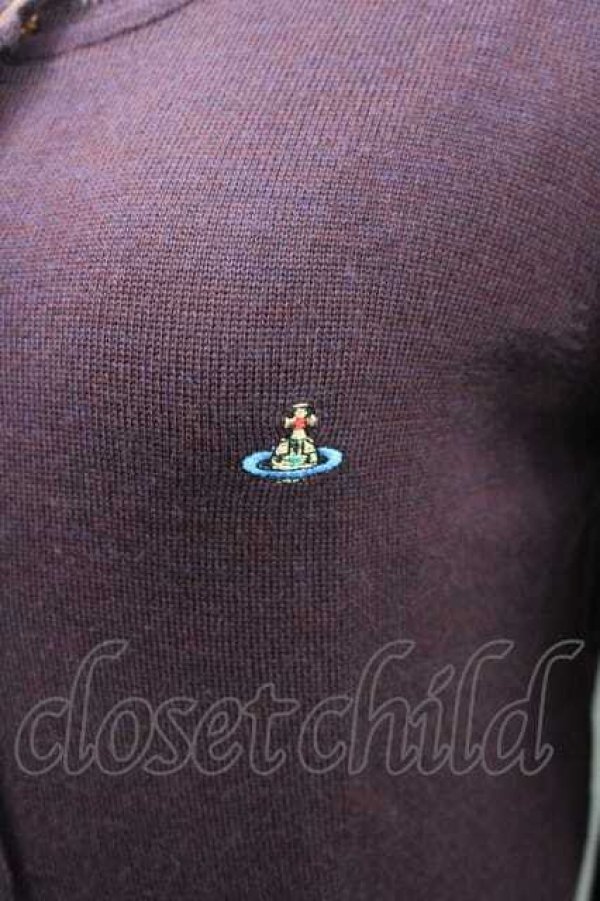 画像2: ヴィヴィアンウエストウッド 中古 / カラーオーブ刺繍カーディガン S ブラウン  I-26-02-28-030-to-YM-ZI (2)