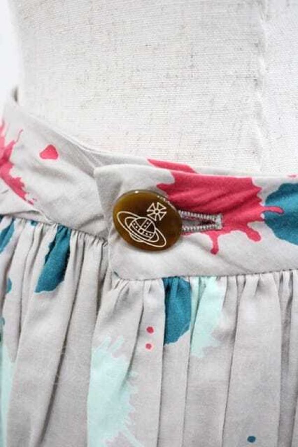 画像3: ヴィヴィアンウエストウッド 中古 / ペイントプリントスカート 2 ベージュ  I-26-02-28-038-sk-YM-ZI (3)