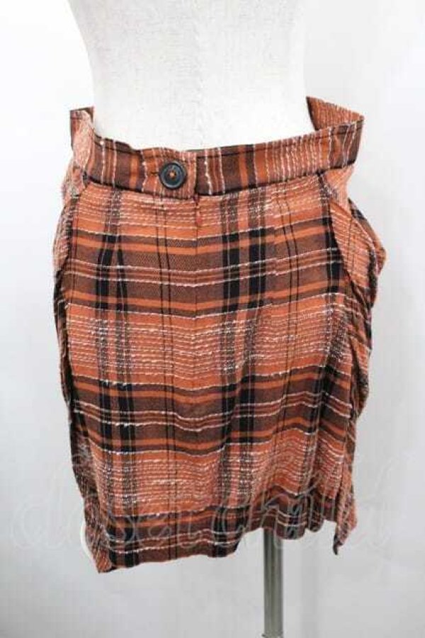 画像2: ANGLOMANIA 中古 / チェックタイトスカート  オレンジＸ黒チェック  I-26-02-28-039-sk-HD-ZI (2)