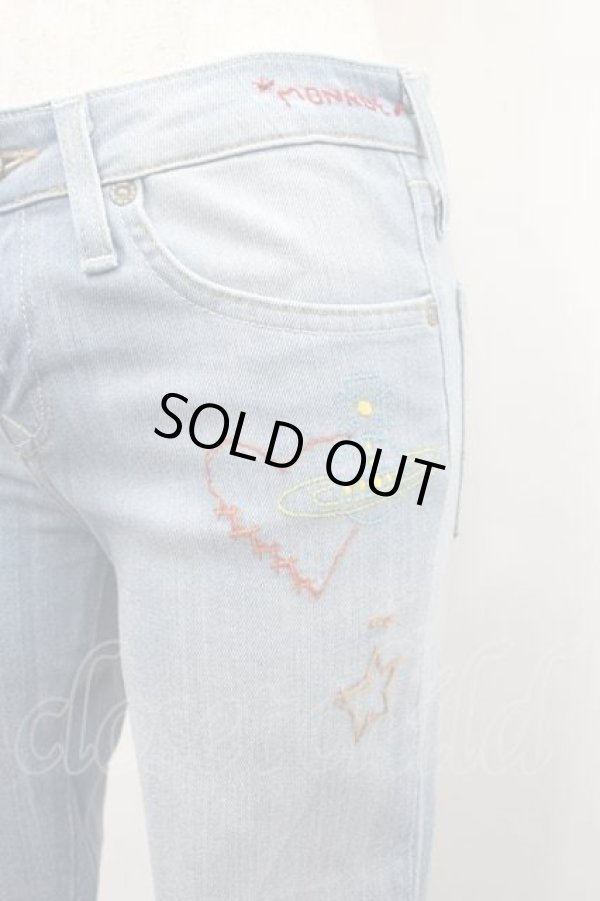 画像2: ANGLOMANIA 中古 / 刺繍入リモンローパンツ Ｍ ライトインディゴ  I-26-02-28-041-pa-HD-ZI (2)