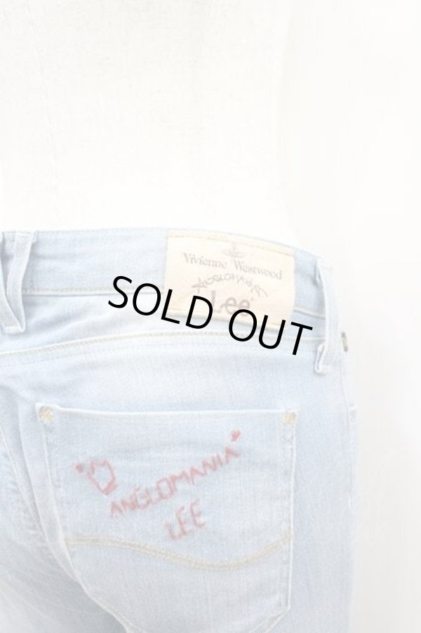 画像4: ANGLOMANIA 中古 / 刺繍入リモンローパンツ Ｍ ライトインディゴ  I-26-02-28-041-pa-HD-ZI (4)