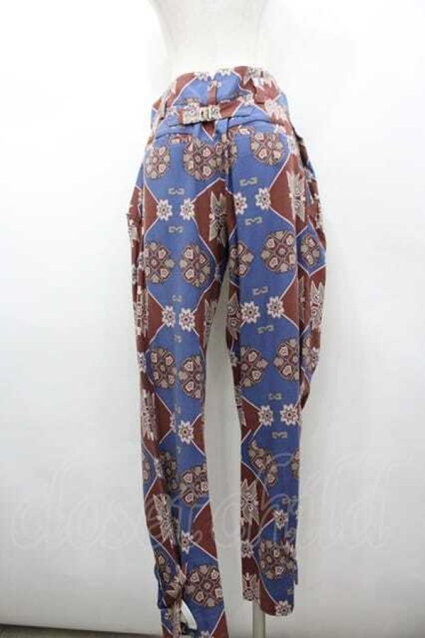 画像3: ヴィヴィアンウエストウッド 中古 / 総柄パンツ 2 青Ｘ茶  I-26-02-28-042-pa-HD-ZI (3)
