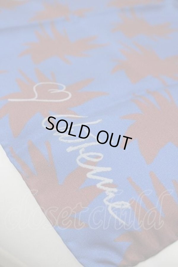 画像2: ヴィヴィアンウエストウッド 中古 / G サテンスカーフ  青ｘブラウンｘ黄色  I-26-02-28-049-gd-HD-ZI (2)