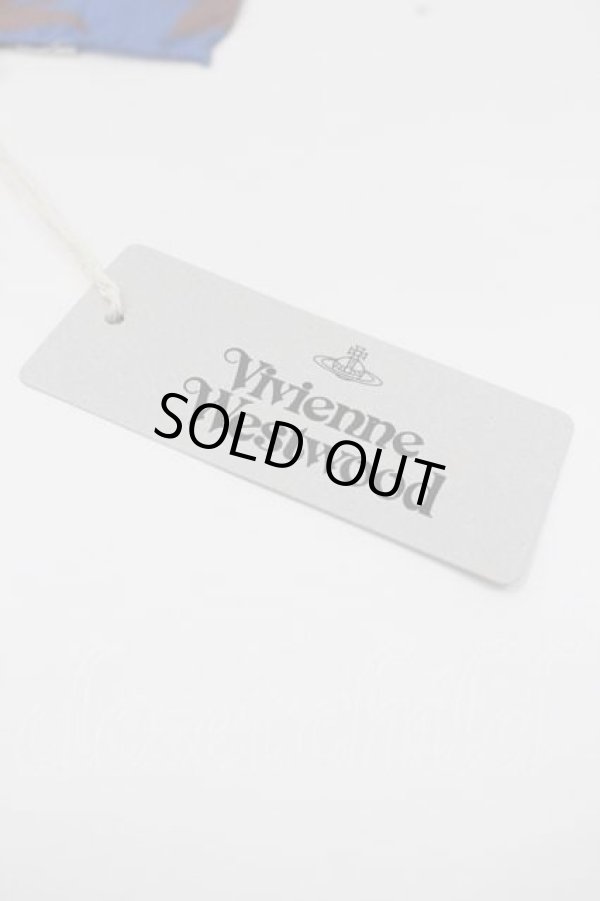 画像3: ヴィヴィアンウエストウッド 中古 / G サテンスカーフ  青ｘブラウンｘ黄色  I-26-02-28-049-gd-HD-ZI (3)