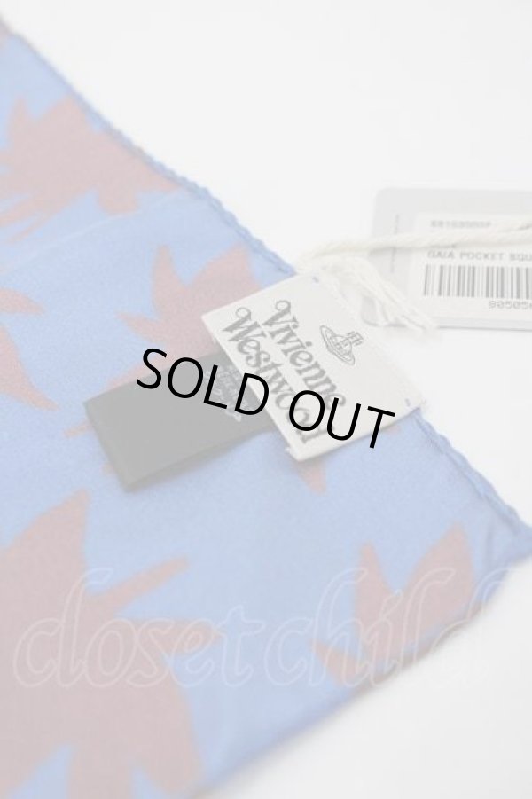 画像4: ヴィヴィアンウエストウッド 中古 / G サテンスカーフ  青ｘブラウンｘ黄色  I-26-02-28-049-gd-HD-ZI (4)