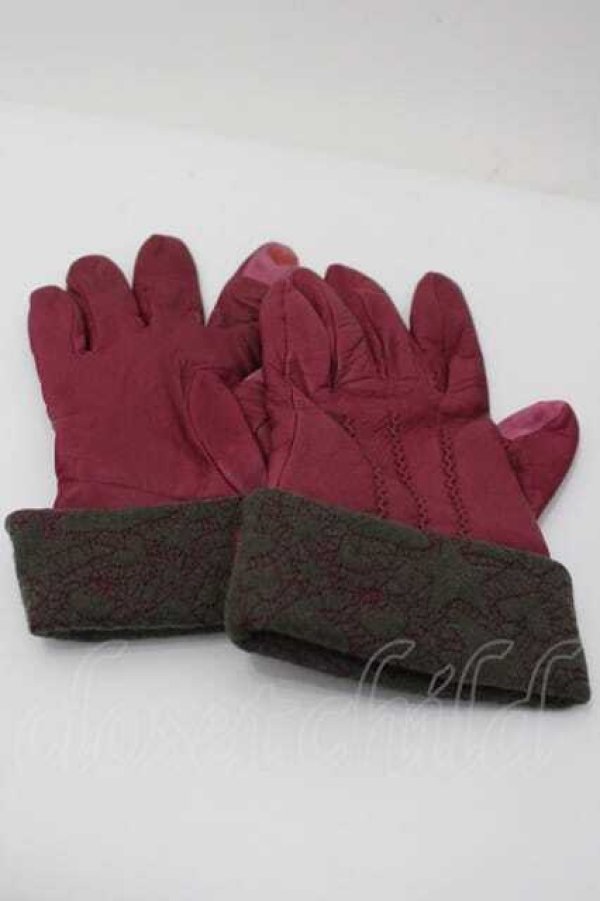 画像2: ヴィヴィアンウエストウッド 中古 / スターハート刺繍グローブ  ボルドー  I-26-02-28-050-gd-HD-ZI (2)
