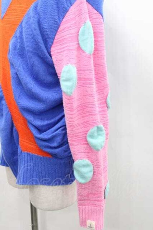 画像3: ヴィヴィアンウエストウッド MAN 中古 / ジョッキー プルオーバーニット 48 ピンクＸ青  I-26-02-28-005-to-HD-ZI (3)