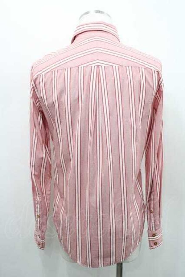 画像2: ヴィヴィアンウエストウッド MAN 中古 //オーブ刺繍ストライプシャツ 46 ピンクＸ白  I-26-02-28-006-bl-HD-ZI (2)