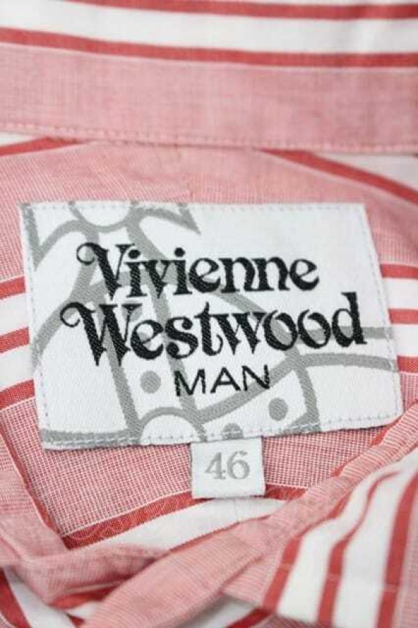 画像5: ヴィヴィアンウエストウッド MAN 中古 //オーブ刺繍ストライプシャツ 46 ピンクＸ白  I-26-02-28-006-bl-HD-ZI (5)