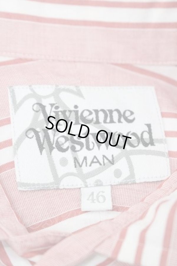 画像5: ヴィヴィアンウエストウッド MAN 中古 //オーブ刺繍ストライプシャツ 46 ピンクＸ白  I-26-02-28-006-bl-HD-ZI (5)