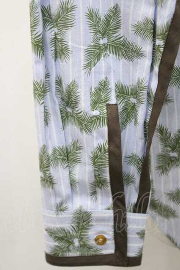 画像4: ヴィヴィアンウエストウッド MAN 中古 / ヤシノ木風シャツ 46 青ｘ緑ｘ茶  I-26-02-28-008-bl-HD-ZI (4)