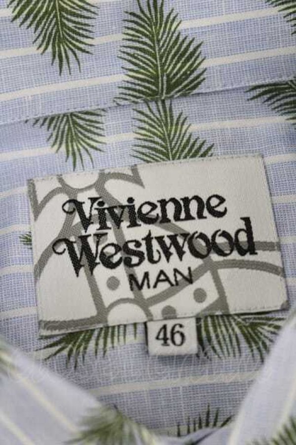 画像6: ヴィヴィアンウエストウッド MAN 中古 / ヤシノ木風シャツ 46 青ｘ緑ｘ茶  I-26-02-28-008-bl-HD-ZI (6)