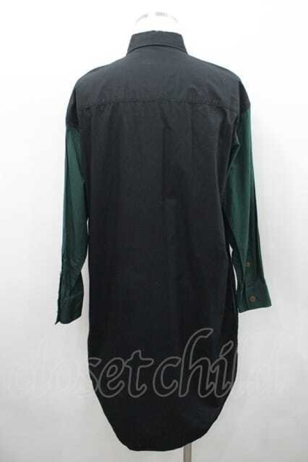 画像2: ヴィヴィアンウエストウッド MAN 中古 / LONG WORK シャツ 44 ブラック×グリーン  I-26-02-28-010-bl-IG-ZI (2)