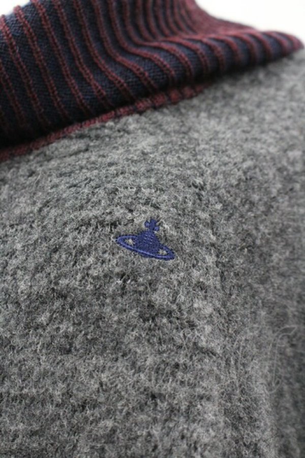 画像3: ヴィヴィアンウエストウッド 中古 / ストライプ襟単色オーブ刺繍ニットワンピース 2  I-26-03-29-050-op-HD-ZI (3)