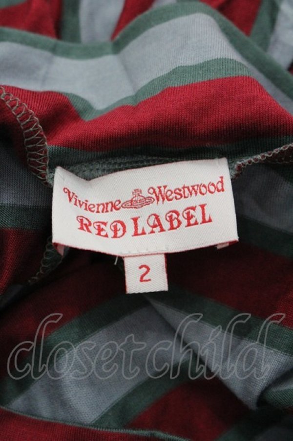 画像5: ヴィヴィアンウエストウッド 中古 / 単色オーブストライプ変形ワンピース 2 赤Ｘサックス  I-26-03-29-062-op-HD-ZI (5)