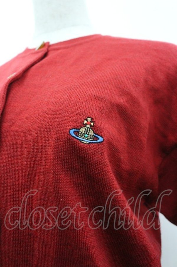 画像3: ヴィヴィアンウエストウッド 中古 / カラーオーブ刺繍ニットカーディガン M 赤  I-26-03-29-020-to-HD-ZI (3)