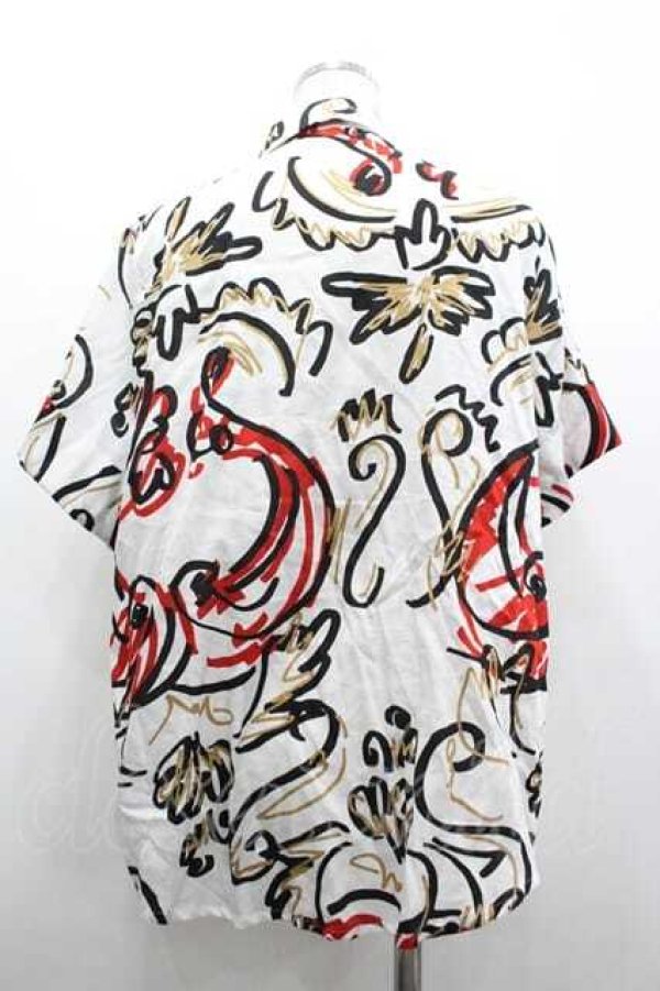 画像2: ヴィヴィアンウエストウッド 中古 / 総柄半袖シャツ 3 白Ｘ黒Ｘ赤  I-26-04-22-003-bl-HD-ZI (2)