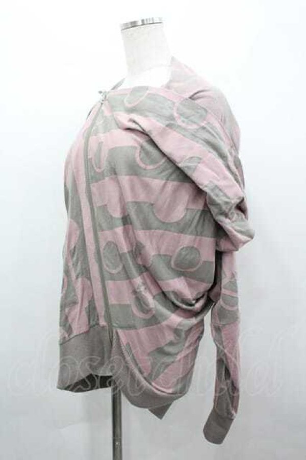 画像2: ヴィヴィアンウエストウッド 中古 / ボーダー総柄パーカー 2 ピンクＸグレー  I-26-04-22-021-to-HD-ZI (2)