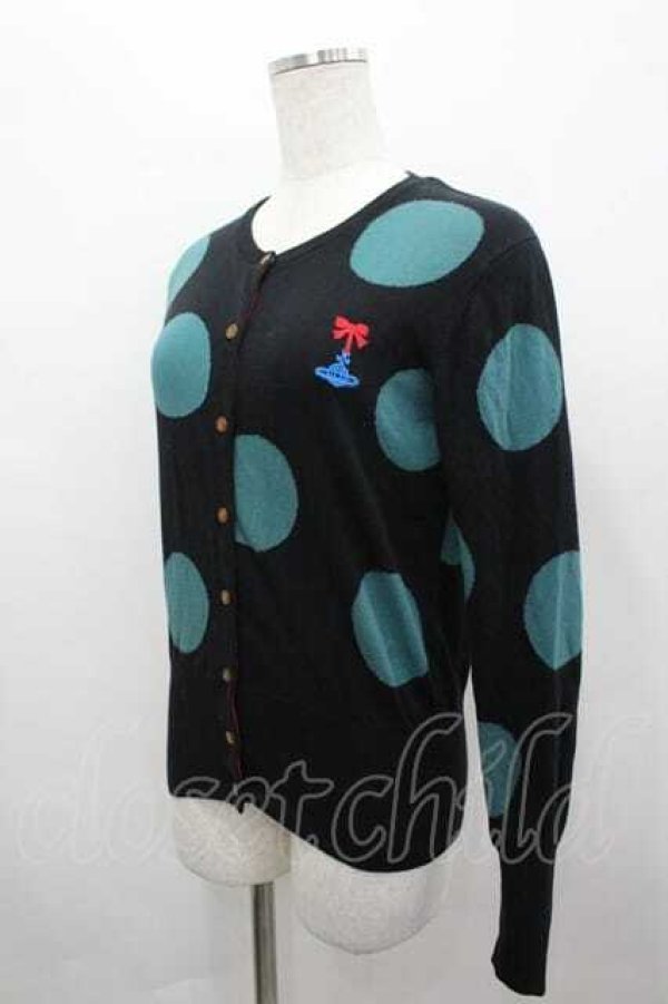 画像2: ヴィヴィアンウエストウッド 中古 / リボンオーブ刺繍スポット柄ニットカーディガン 2 黒  I-26-04-22-023-to-HD-ZI (2)