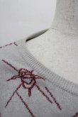 画像3: ヴィヴィアンウエストウッド 中古 / 単色オーブ刺繍&ラインオーブニットカーディガン 3 白Ｘボルドー  I-26-04-22-025-to-HD-ZI (3)