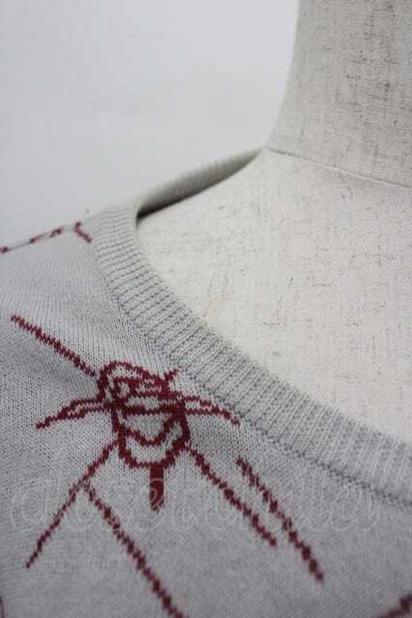画像3: ヴィヴィアンウエストウッド 中古 / 単色オーブ刺繍&ラインオーブニットカーディガン 3 白Ｘボルドー  I-26-04-22-025-to-HD-ZI (3)