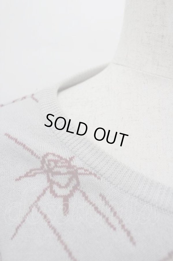 画像3: ヴィヴィアンウエストウッド 中古 / 単色オーブ刺繍&ラインオーブニットカーディガン 3 白Ｘボルドー  I-26-04-22-025-to-HD-ZI (3)