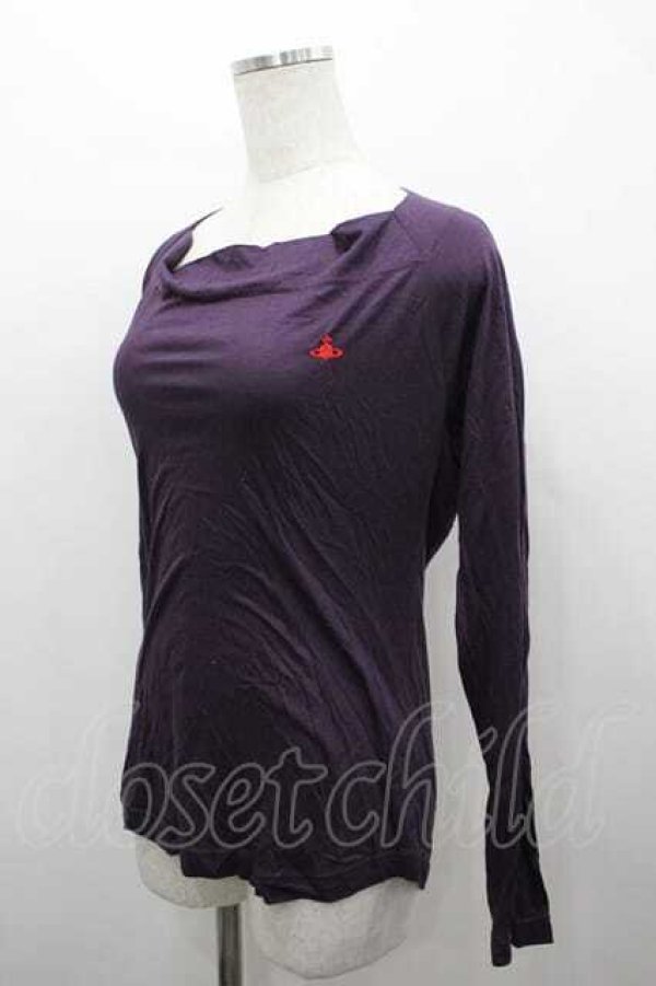 画像2: ヴィヴィアンウエストウッド 中古 / 単色オーブ刺繍カットソー 3 パープル  I-26-04-22-031-to-HD-ZI (2)