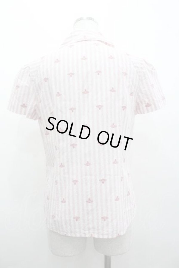 画像2: ヴィヴィアンウエストウッド 中古 / オーブ総柄半袖シャツ 3 ピンクｘ白  I-26-04-22-004-bl-HD-ZI (2)