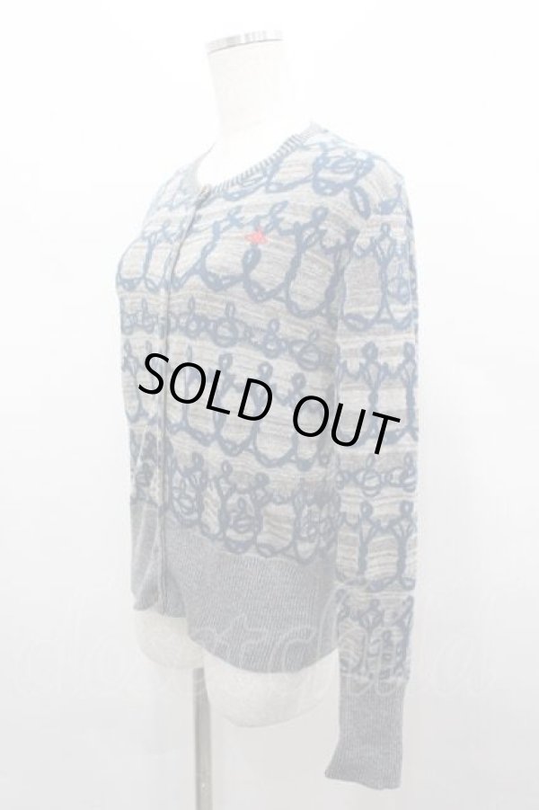 画像2: ヴィヴィアンウエストウッド 中古 / CHOICE単色オーブ刺繍総柄ニットカーディガン 3  I-26-04-22-033-to-HD-ZI (2)