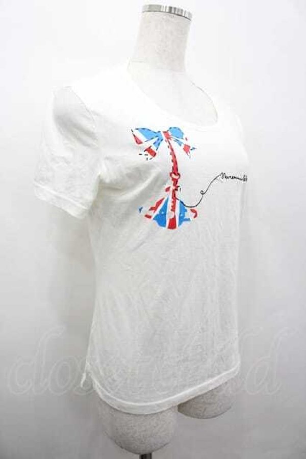 画像2: ヴィヴィアンウエストウッド 中古 / リボンオーブプリントTシャツ 3 白Ｘ青Ｘ赤  I-26-04-22-038-to-HD-ZI (2)