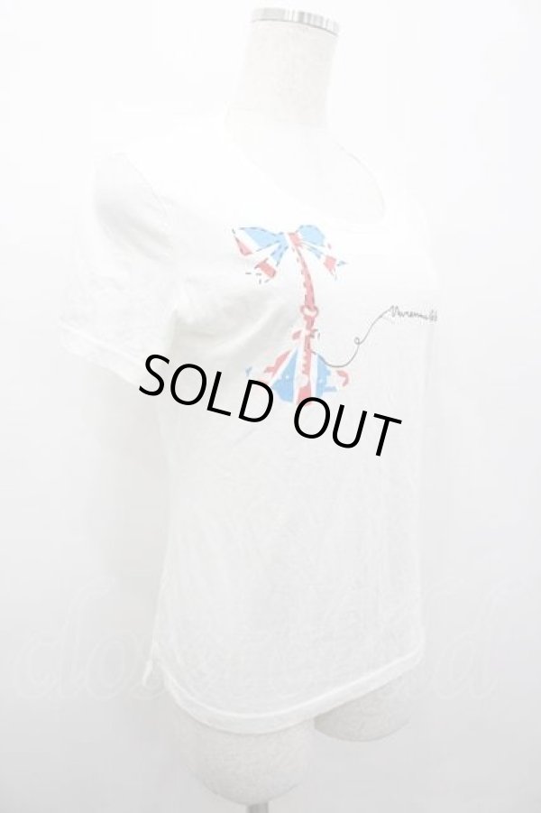 画像2: ヴィヴィアンウエストウッド 中古 / リボンオーブプリントTシャツ 3 白Ｘ青Ｘ赤  I-26-04-22-038-to-HD-ZI (2)