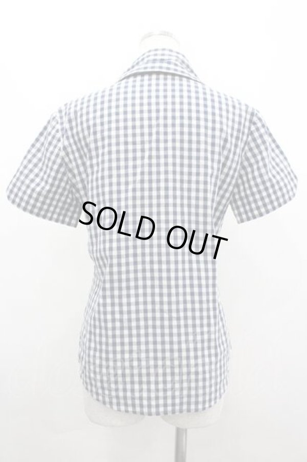 画像2: ヴィヴィアンウエストウッド 中古 / ギンガムチェック半袖シャツ 3 ネイビーＸ白チェック  I-26-04-22-005-bl-HD-ZI (2)