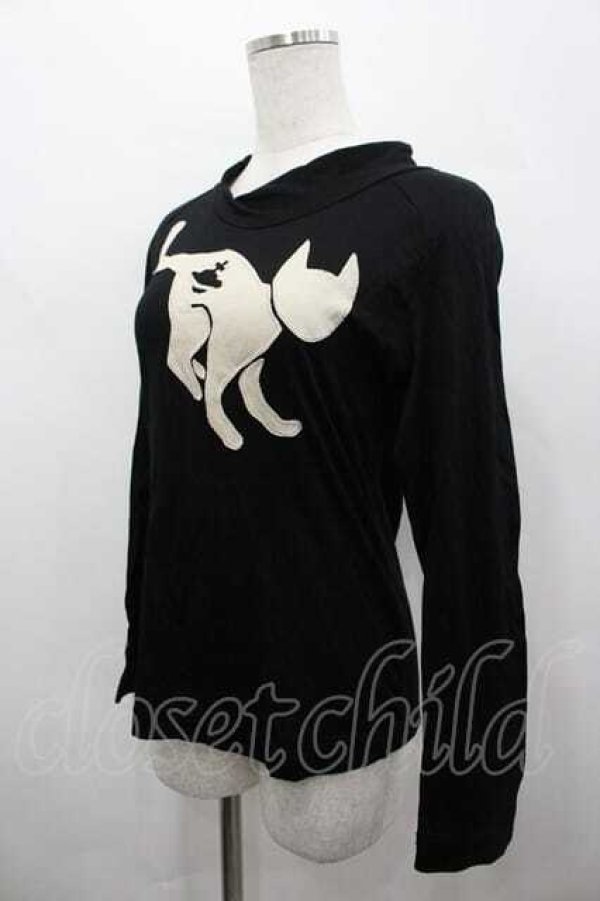 画像2: ヴィヴィアンウエストウッド 中古 / CAT刺繍カットソー 3 黒Ｘ白  I-26-04-22-043-to-HD-ZI (2)
