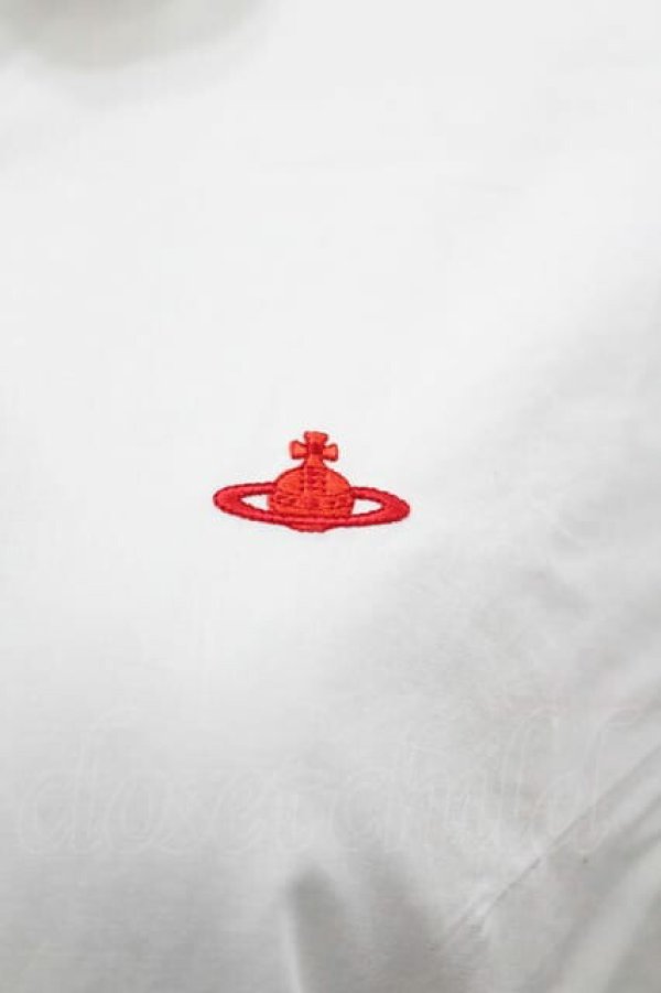 画像3: ヴィヴィアンウエストウッド 中古 / 単色オーブ刺繍長袖ブラウス 1 白Ｘ赤  I-26-04-22-006-bl-HD-ZI (3)