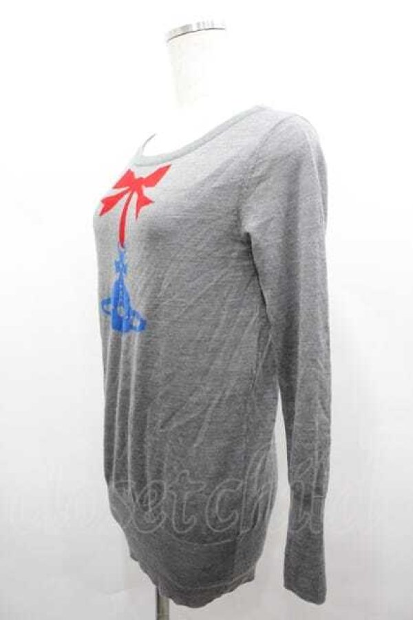 画像2: ヴィヴィアンウエストウッド 中古 / リボンオーブニットトップス 2 グレー  I-26-04-22-057-to-HD-ZI (2)