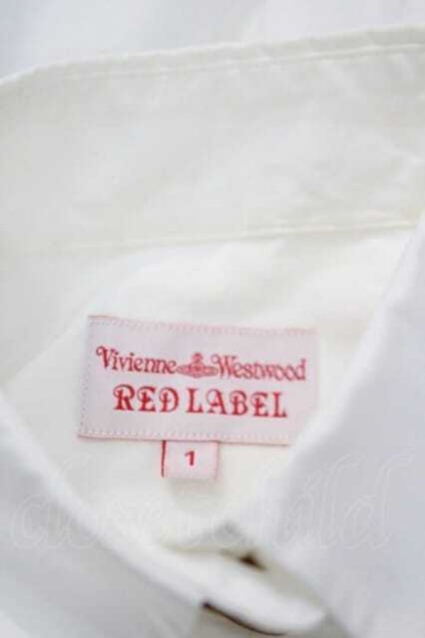 画像5: ヴィヴィアンウエストウッド 中古 / 単色オーブ刺繍長袖ブラウス 1 白Ｘ赤  I-26-04-22-006-bl-HD-ZI (5)