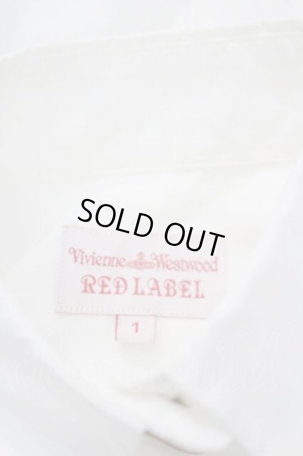 画像5: ヴィヴィアンウエストウッド 中古 / 単色オーブ刺繍長袖ブラウス 1 白Ｘ赤  I-26-04-22-006-bl-HD-ZI (5)
