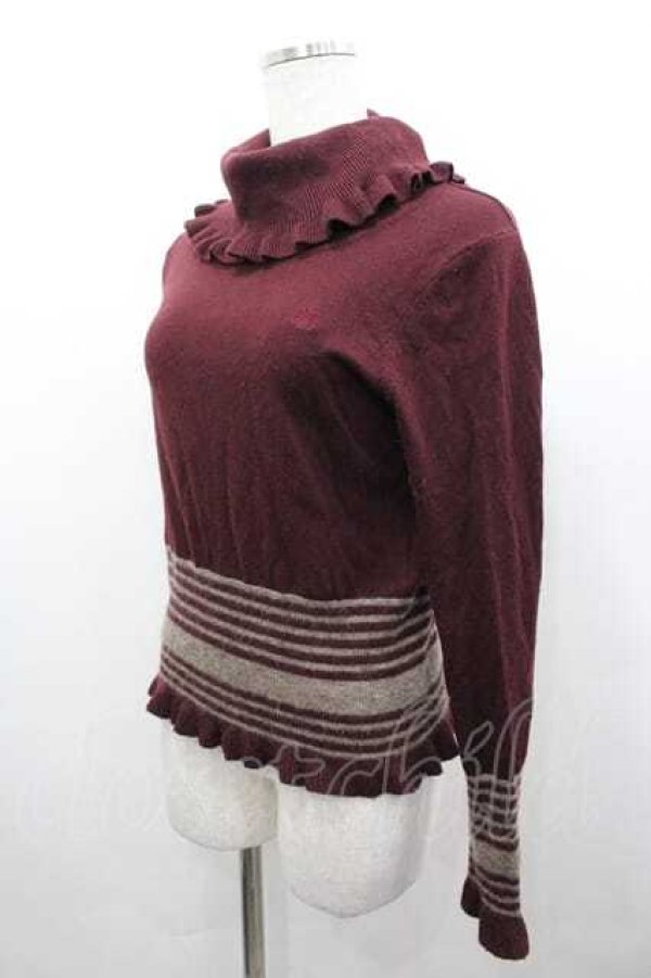 画像2: ヴィヴィアンウエストウッド 中古 / 裾ラインハイネックニットトップス 2 ボルドー  I-26-04-22-060-to-HD-ZI (2)