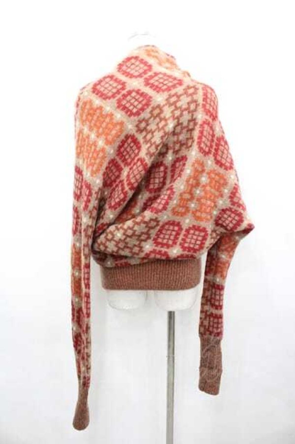 画像3: ヴィヴィアンウエストウッド 中古 / 変形総柄ハイネックニットトップス 2 ブラウンＸ赤  I-26-04-22-064-to-HD-ZI (3)