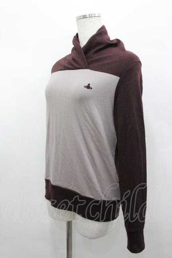 画像2: ヴィヴィアンウエストウッド 中古 / 単色オーブ刺繍切リ替エフードトップス  ブラウンＸアイボリー  I-26-04-22-071-to-HD-ZI (2)