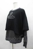 画像2: ヴィヴィアンウエストウッド 中古 / 3Dラインオーブ刺繍レイヤード裏毛トップ 00 黒Ｘグレー  I-26-04-22-072-to-HD-ZI (2)