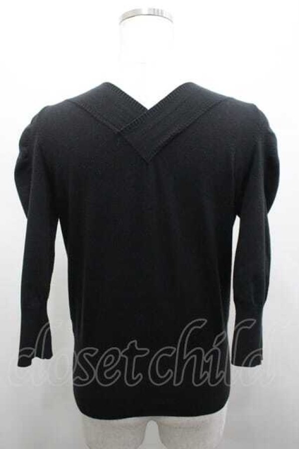 画像2: ヴィヴィアンウエストウッド 中古 / 単色オーブ刺繍タイデザインニットカーディガン 2 黒  I-26-04-22-073-to-HD-ZI (2)