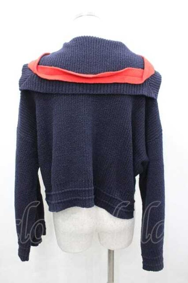 画像3: ヴィヴィアンウエストウッド 中古 / ムラ糸コットンセーラーカラークロップドトップ 00 ネイビーＸ赤  I-26-04-22-008-to-HD-ZI (3)