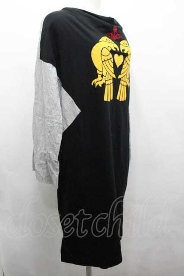 画像3: ヴィヴィアンウエストウッド 中古 / トルコオーガニック天竺Twin Eagle ワンピース（ツインイーグル）  黒Ｘ黄色  I-26-04-22-078-op-HD-ZI (3)
