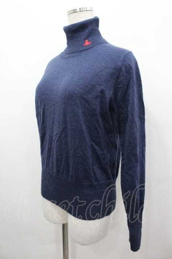 画像2: ヴィヴィアンウエストウッド 中古 / 裾単色オーブ刺繍ハイネックニットトップス 2  I-26-04-22-009-to-HD-ZI (2)