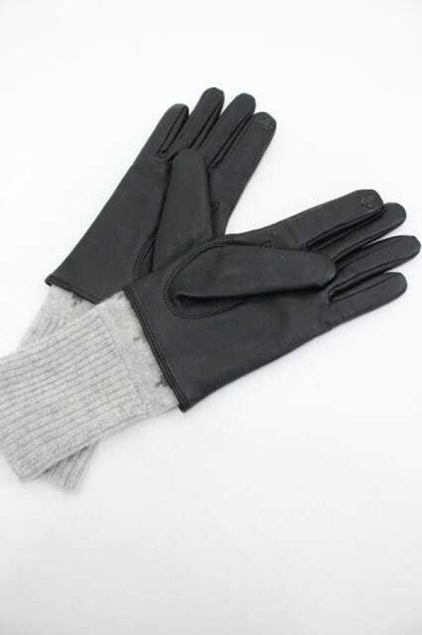 画像2: ヴィヴィアンウエストウッド 中古 / オーブ型押シハートレザーグローブ  黒Ｘグレー  I-26-04-22-094-gd-HD-ZI (2)