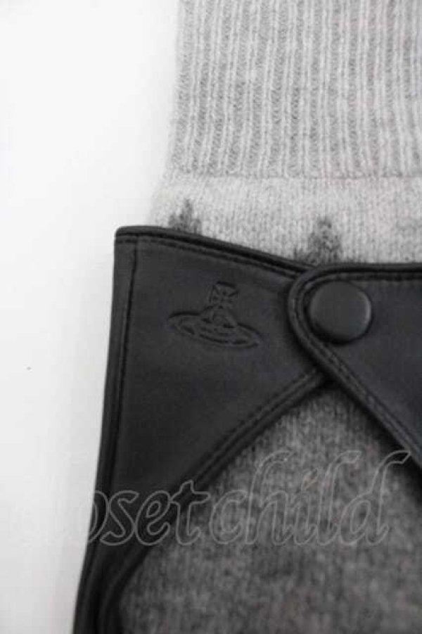 画像3: ヴィヴィアンウエストウッド 中古 / オーブ型押シハートレザーグローブ  黒Ｘグレー  I-26-04-22-094-gd-HD-ZI (3)