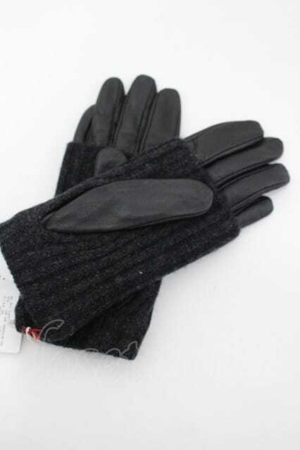 画像2: ヴィヴィアンウエストウッド 中古 / ニットレザーグローブ  黒  I-26-04-22-095-gd-HD-ZI (2)
