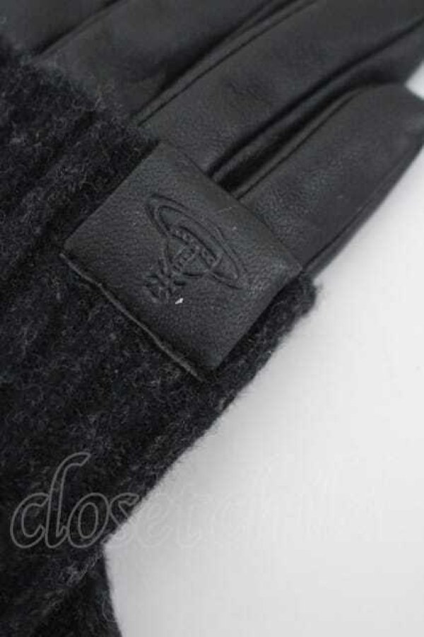 画像3: ヴィヴィアンウエストウッド 中古 / ニットレザーグローブ  黒  I-26-04-22-095-gd-HD-ZI (3)